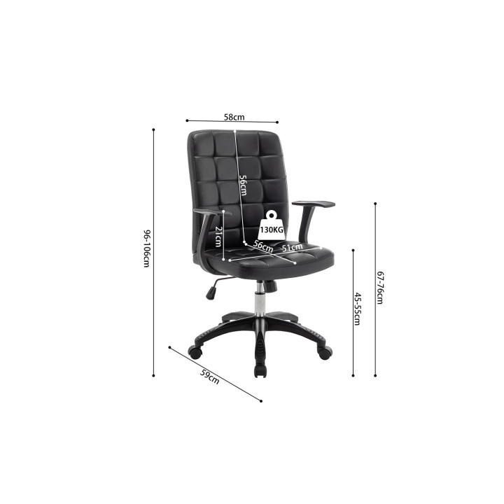 Chaise de bureau Luka Noir Pu