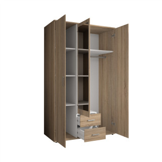 Armoire Karl - 3 portes et 2 tiroirs chêne sonoma