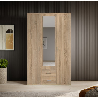 Armoire Karl - 3 portes et 2 tiroirs chêne sonoma