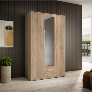 Armoire Karl - 3 portes et 2 tiroirs chêne sonoma