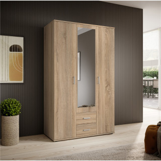 Armoire Karl - 3 portes et 2 tiroirs chêne sonoma