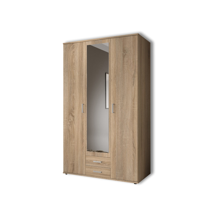 Armoire Karl - 3 portes et 2 tiroirs chêne sonoma