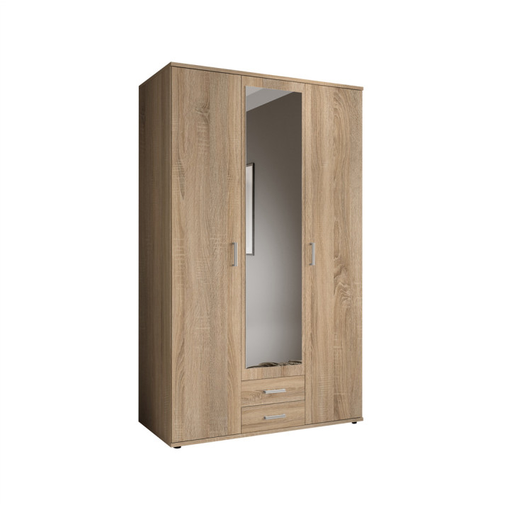 Armoire Karl - 3 portes et 2 tiroirs chêne sonoma