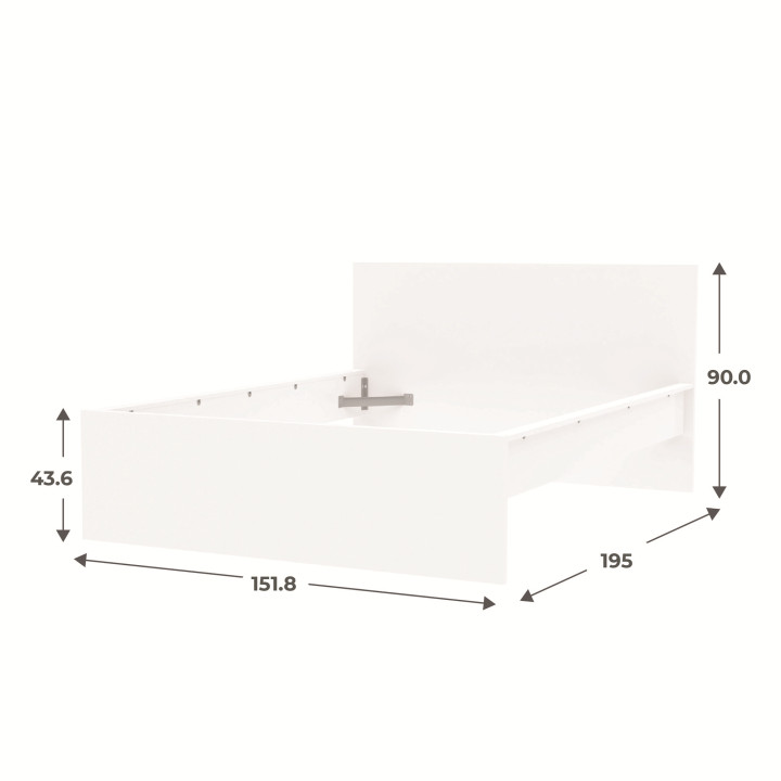 Lit 140 x 190 cm Mosaik blanc ( sur commande )