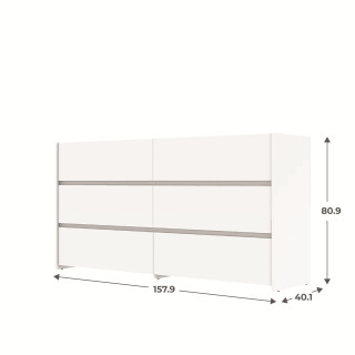 Commode 6 tiroirs Mosaik blanc ( sur commande )
