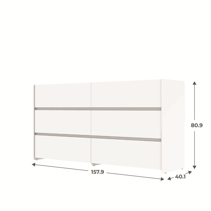 Commode 6 tiroirs Mosaik blanc ( sur commande )