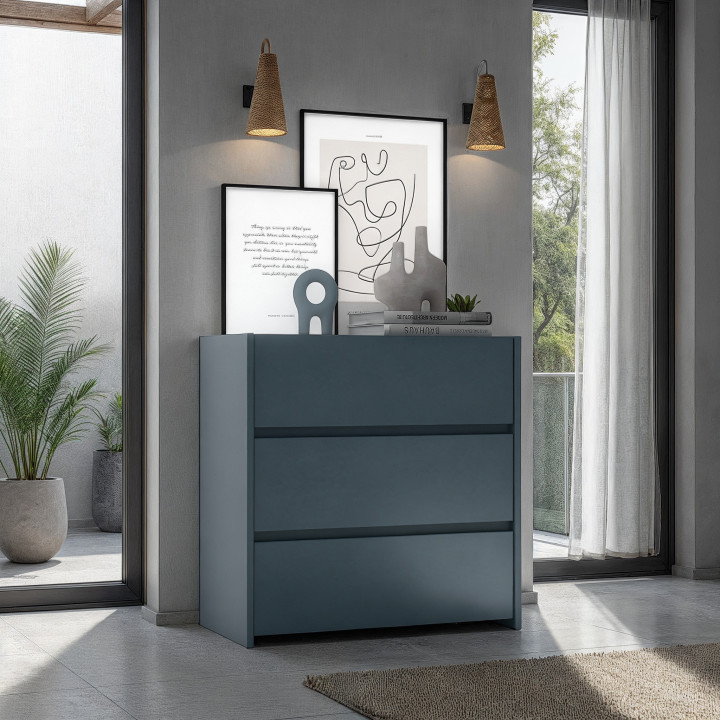 Commode 3 tiroirs Mosaik Bleu nuit ( sur commande )