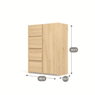 Enfilade 1 porte et 4 tiroirs Mosaik décor hickory ( sur commande )