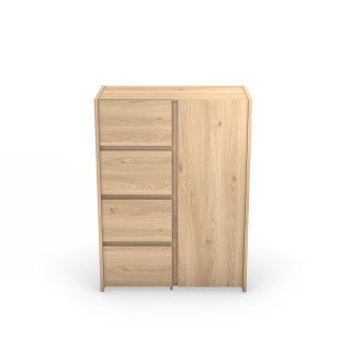 Enfilade 1 porte et 4 tiroirs Mosaik décor hickory ( sur commande )