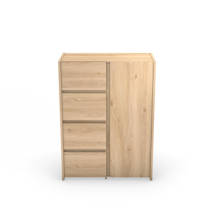 Enfilade 1 porte et 4 tiroirs Mosaik décor hickory ( sur commande )