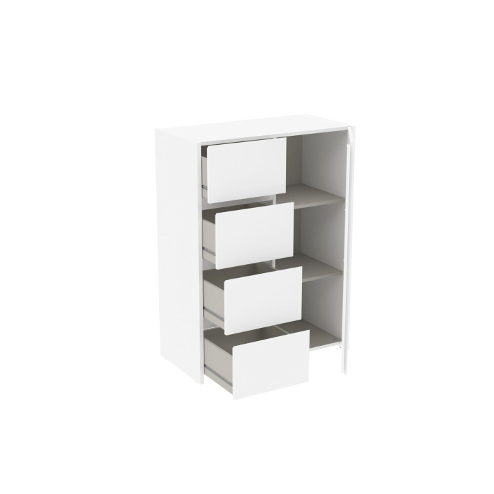 Enfilade Mosaik 1 porte et 4 tiroirs en décor blanc ( sur commande )