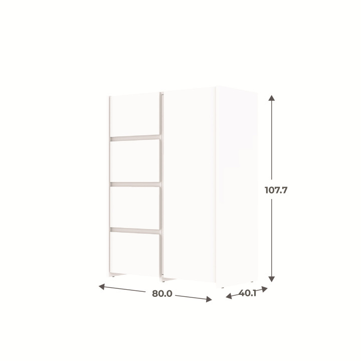 Enfilade Mosaik 1 porte et 4 tiroirs en décor blanc ( sur commande )