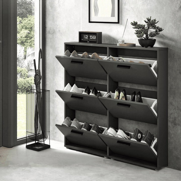Meuble à chaussures SAM 6 abattants anthracite