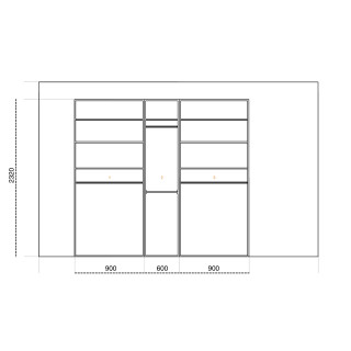 Casa - dressing 240 cm Chêne Hickory
