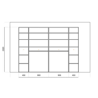 Casa - Dressing 270 cm chêne hickory