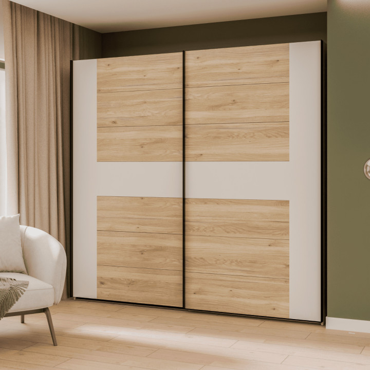 Armoire Bellevue 220 cm avec Lot de 3 étagères