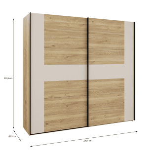 Armoire Bellevue 220 cm avec Lot de 3 étagères