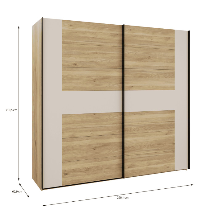 Armoire Bellevue 220 cm avec Lot de 3 étagères