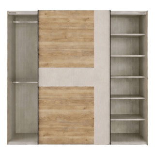 Armoire Bellevue 220 cm avec Lot de 3 étagères