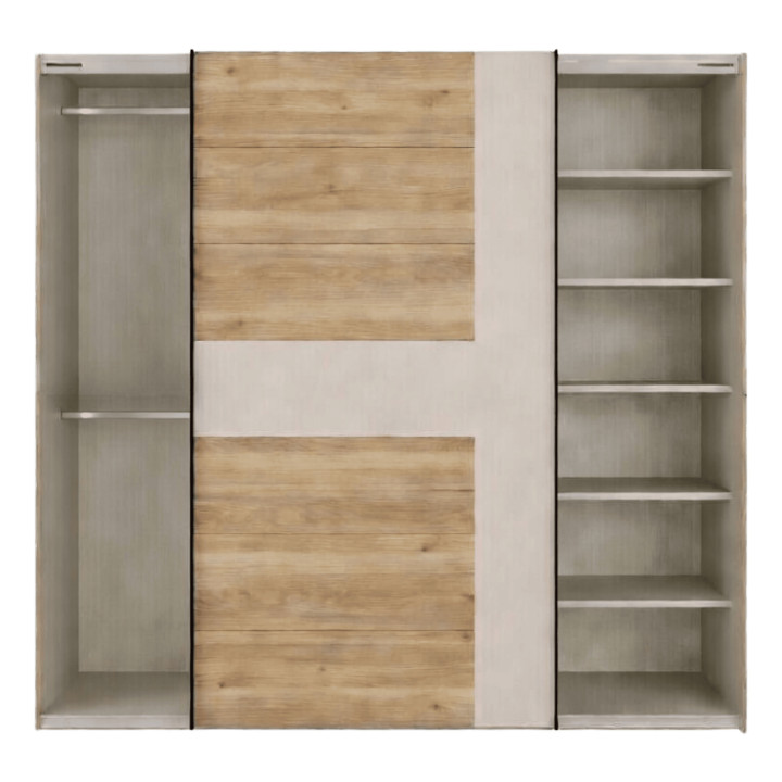 Armoire Bellevue 220 cm avec Lot de 3 étagères