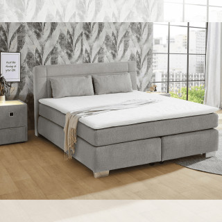 Lit Boxspring Romana chenille gris clair