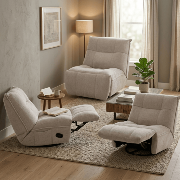 Fauteuil relax manuel Emerald tissu taupe clair