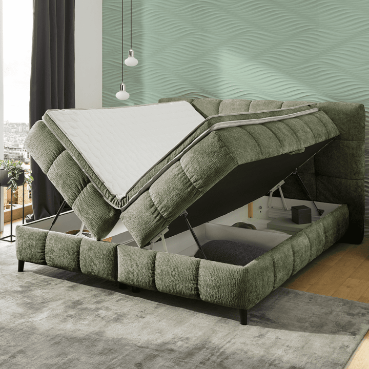 Lit box Molly 180 cm - chenille vert