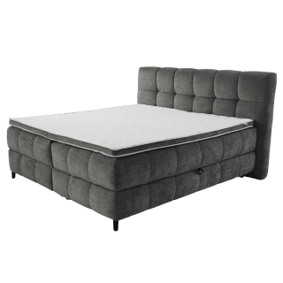 Lit box 180 cm complet Molly en chenille gris