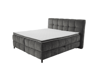 Lit box 180 cm complet Molly en chenille gris