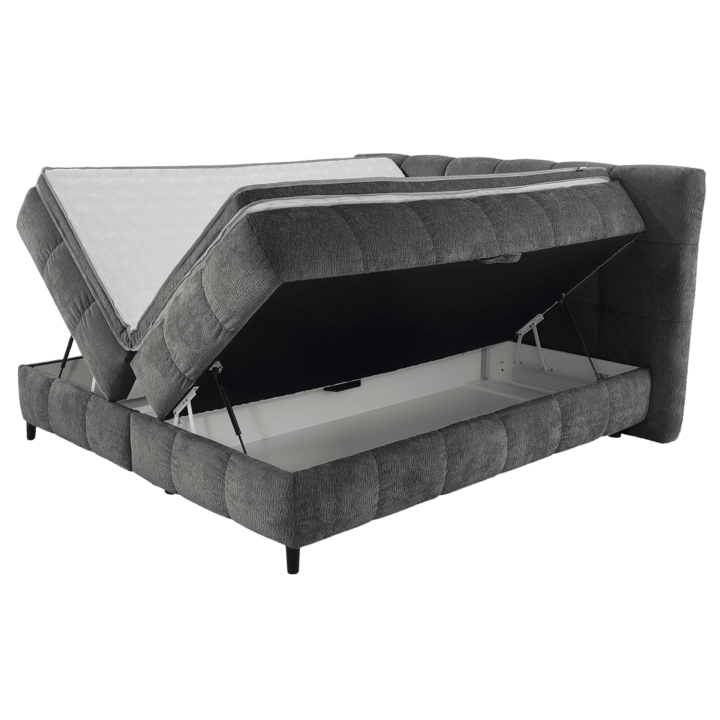 Lit box 180 cm complet Molly en chenille gris