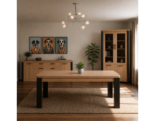 Ensemble Dressoir, table et vitrine Mateo