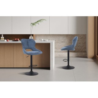 Chaise de bar Mori tissu bleu