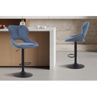 Chaise de bar Mori tissu bleu