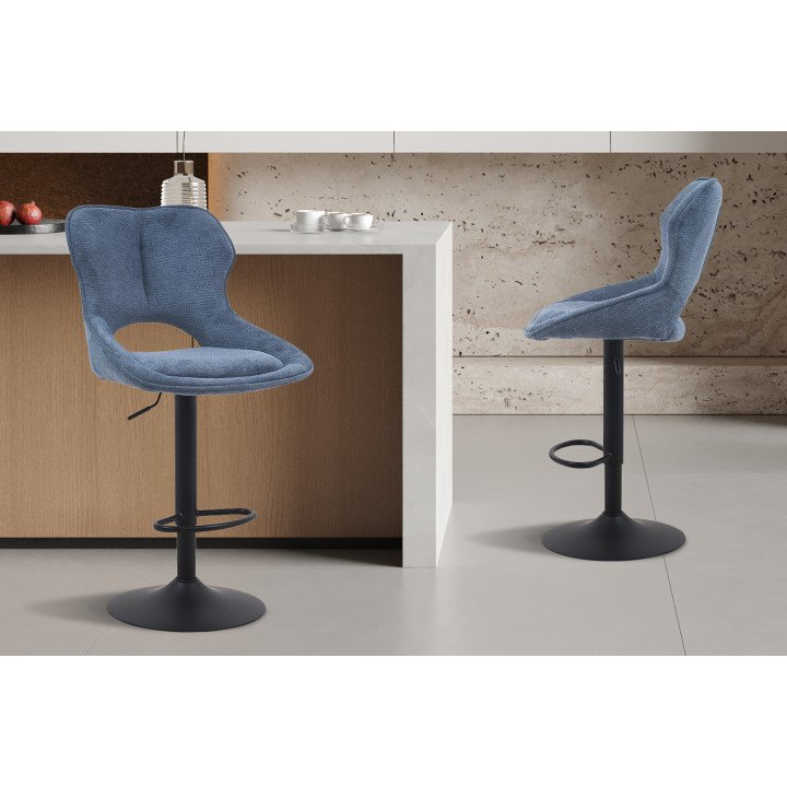 Chaise de bar Mori tissu bleu