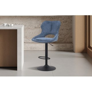 Chaise de bar Mori tissu bleu