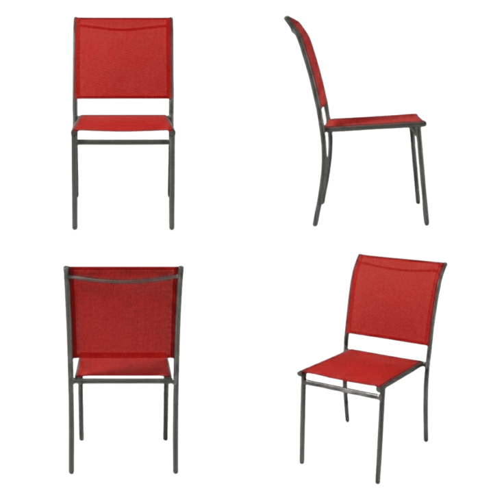 Chaise de jardin Oleron tissu rouge