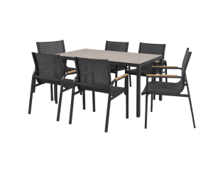 Ensemble table + 6 chaises Rouen gris