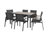 Ensemble table + 6 chaises Rouen gris