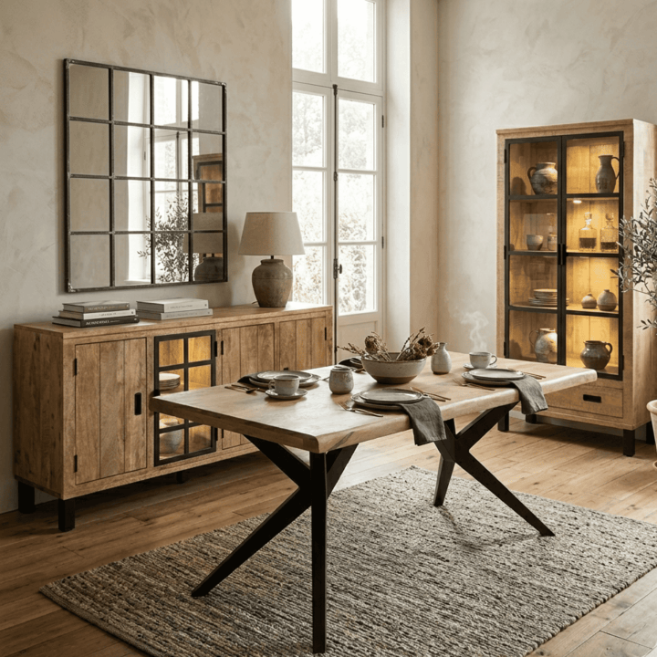 Salle à manger Kali dressoir + table + vitrine