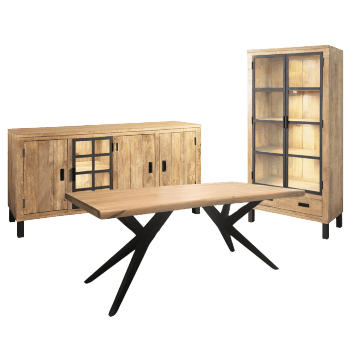 Salle à manger Kali dressoir + table + vitrine