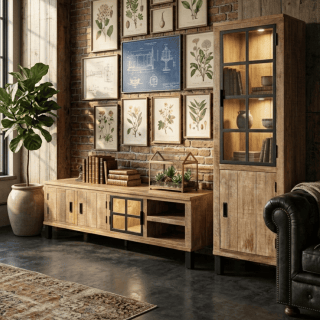 Petit living tv Kali ( meuble tv + vitrine 1 porte )