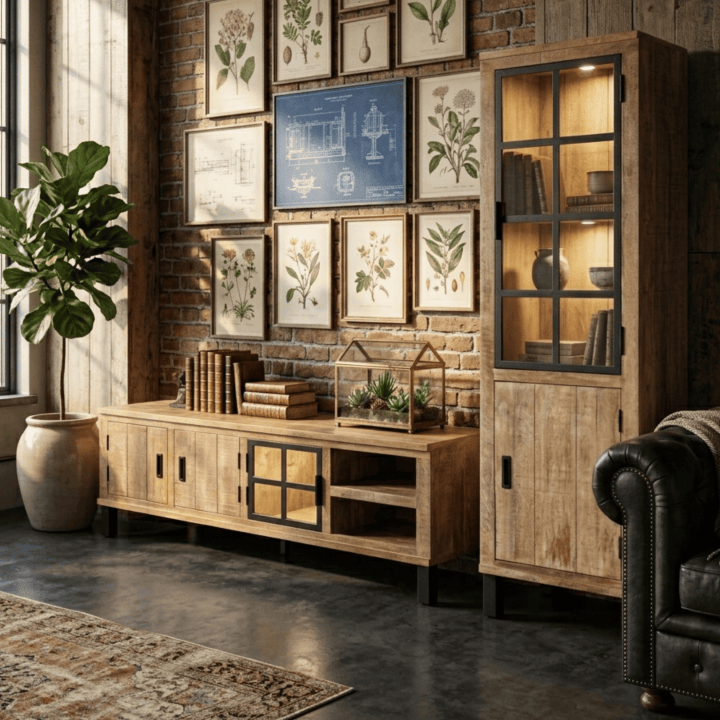 Petit living tv Kali ( meuble tv + vitrine 1 porte )