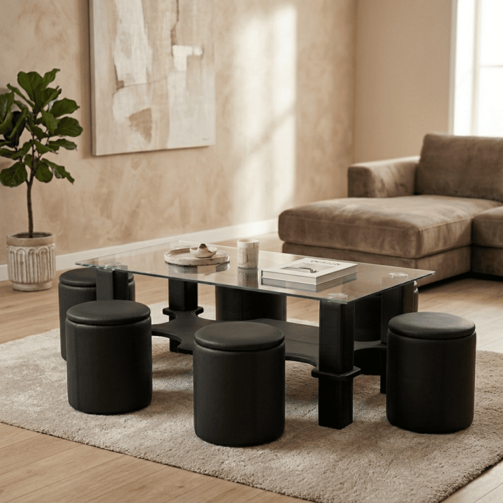 Table +6  Pouf Nora noir
