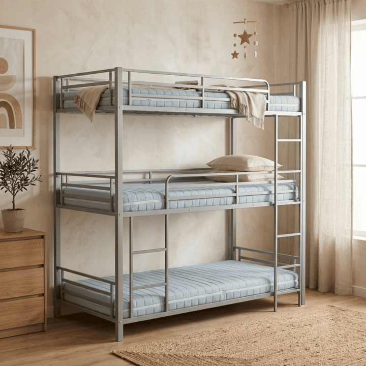 Lit superposé 3 couchages 90x190 Earl Triple gris