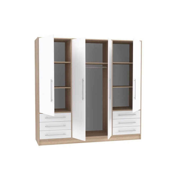 Armoire 4 portes Jupiter blanc/chêne