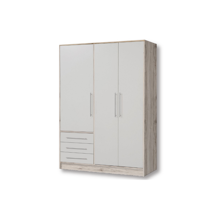 Armoir 3 portes Jupiter sand oak/blanc