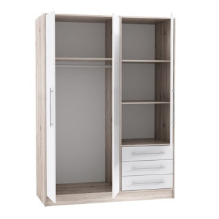 Armoir 3 portes Jupiter sand oak/blanc