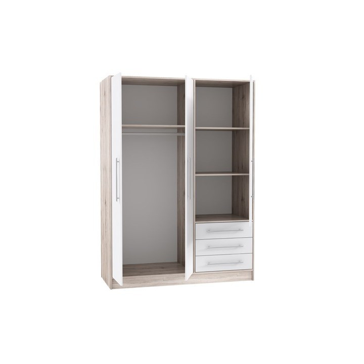 Armoir 3 portes Jupiter sand oak/blanc