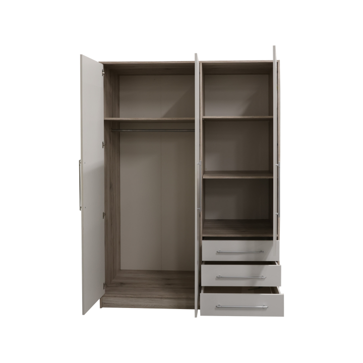 Armoir 3 portes Jupiter sand oak/blanc