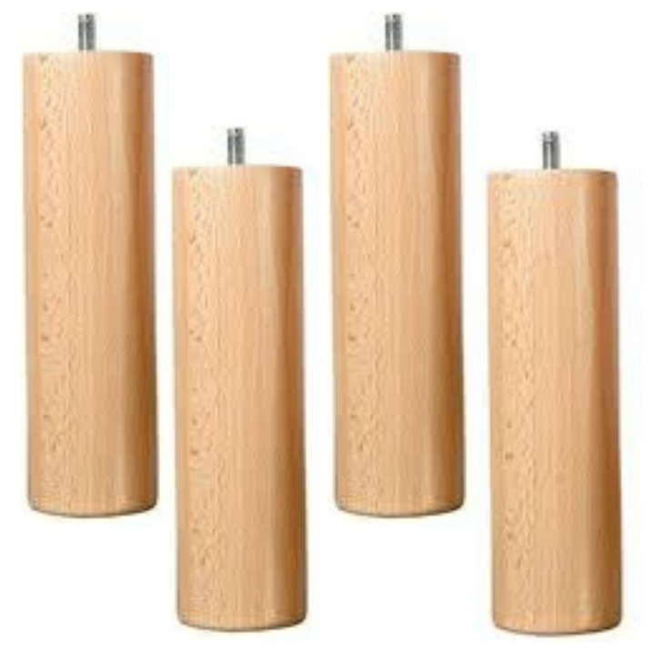 Lot de 4 pieds rond hauteur 20 cm vernis naturel